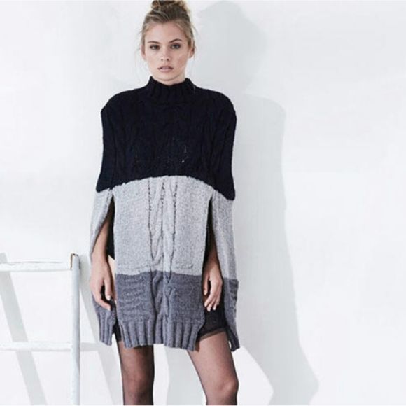 Anthropologie Jackets & Blazers - Elliatt Hyacinth Cape Colour Block Cable Knit Cape